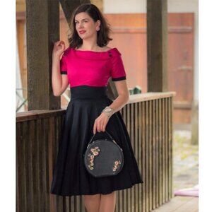Dolly & Dotty Darlene Retro 50s Swing Dress Hot Pink Black vintage retro 12